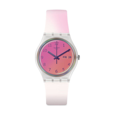 Swatch Ultrafushia Three Hands Ρολόι με Ροζ Καουτσούκ Λουράκι GE719